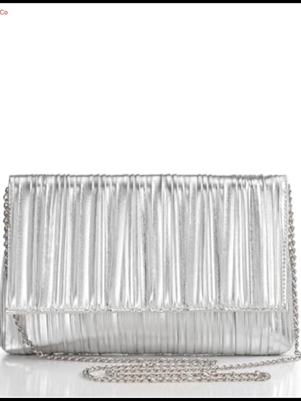 Pleated Envelope Clutch Purse Synthetic Leather Magnetic Clasp Evening Bag